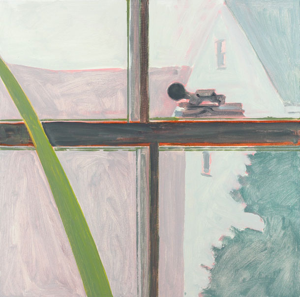 WINDOW CROSSPIECE 2014 oil on masonite 12 x 12 inches ©Lois Dodd, courtesy Alexandre Gallery, New York